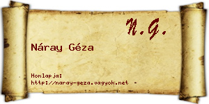 Náray Géza névjegykártya